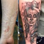 Del-4-Ink Tattoos by Mehrdad Karimi Black n Grey Color Line n Dots Full Sleeve Cover Up Healed Close Up Fotorealismus Realistic Anime-645